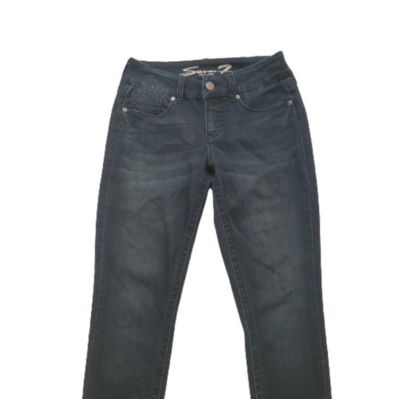 Seven7 Women's Mid Rise Tummyless Slimming Skinny Jeans Black Size 6 - Picture 3 of 10